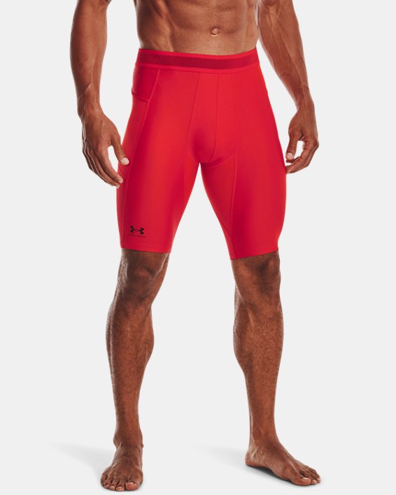 Men's UA Iso-Chill Compression Long Shorts, Red, pdpMainDesktop image number 4